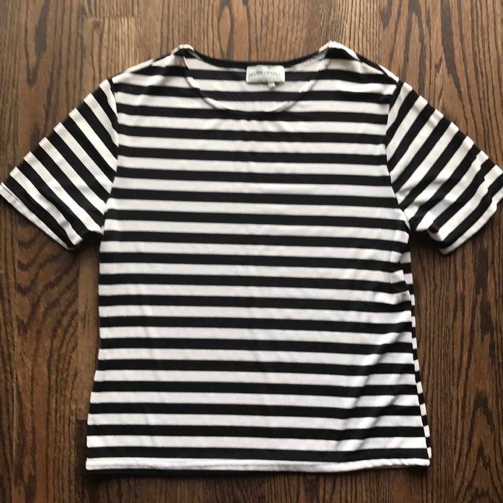 Frazier Lawrence poly Lycra striped shirt,…